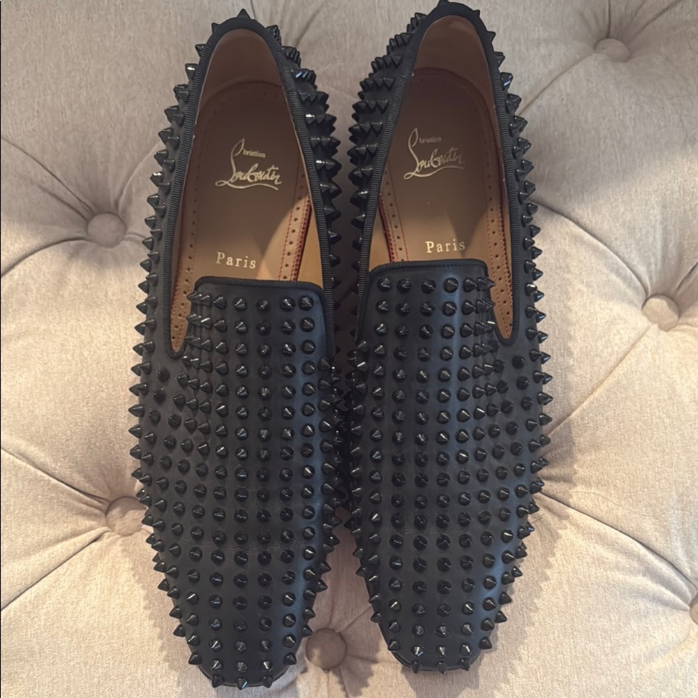 Christian Louboutin Black Spiked Loafers
